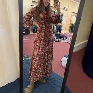 Wonderly burgundy Long Sleeve maxi dress